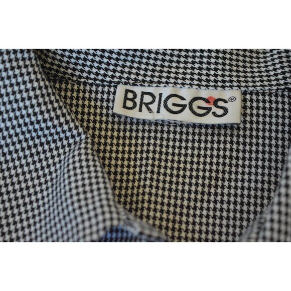 Vintage 90s Briggs Womens M Houndstooth Collared Button Up Shirt Black White - Picture 5 of 7